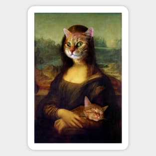 Mona Lisa Orange Cat Sticker